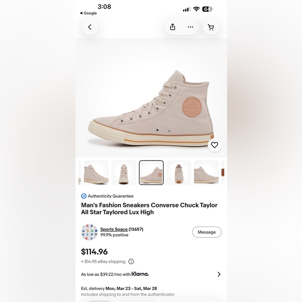 Converse High Top Sneakers in Light Beige with Tan Patch